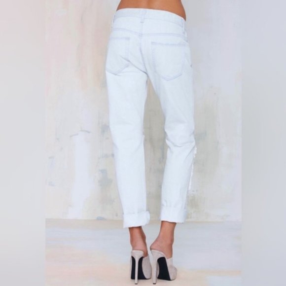 NWT Nasty Gal Light Wash Patch Boyfriend Jeans - Picture 5 of 8